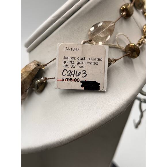 Margo Morrison Jasper Crushed Rutilated Quartz Gold Coated Labradorite Necklace - Picture 6 of 8